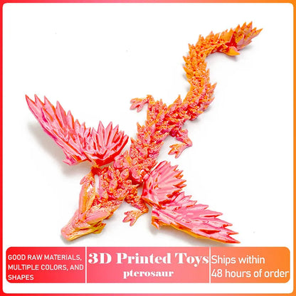 3D Printed Dragon with Movable Wings - Office Desk Accessory, Creative Home Decor, Perfect Christmas Present Holiday Gift