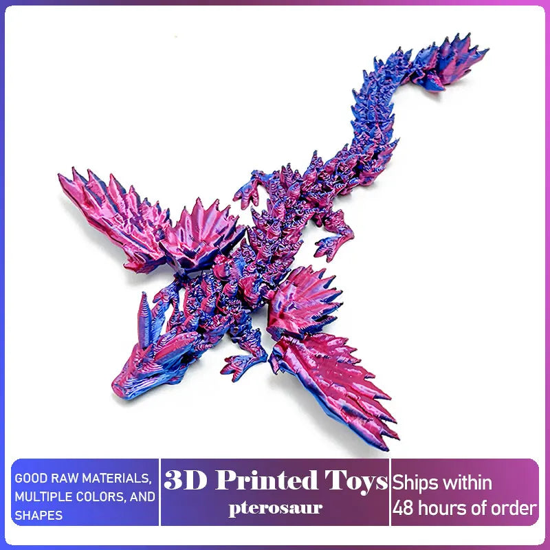 3D Printed Dragon with Movable Wings - Office Desk Accessory, Creative Home Decor, Perfect Christmas Present Holiday Gift