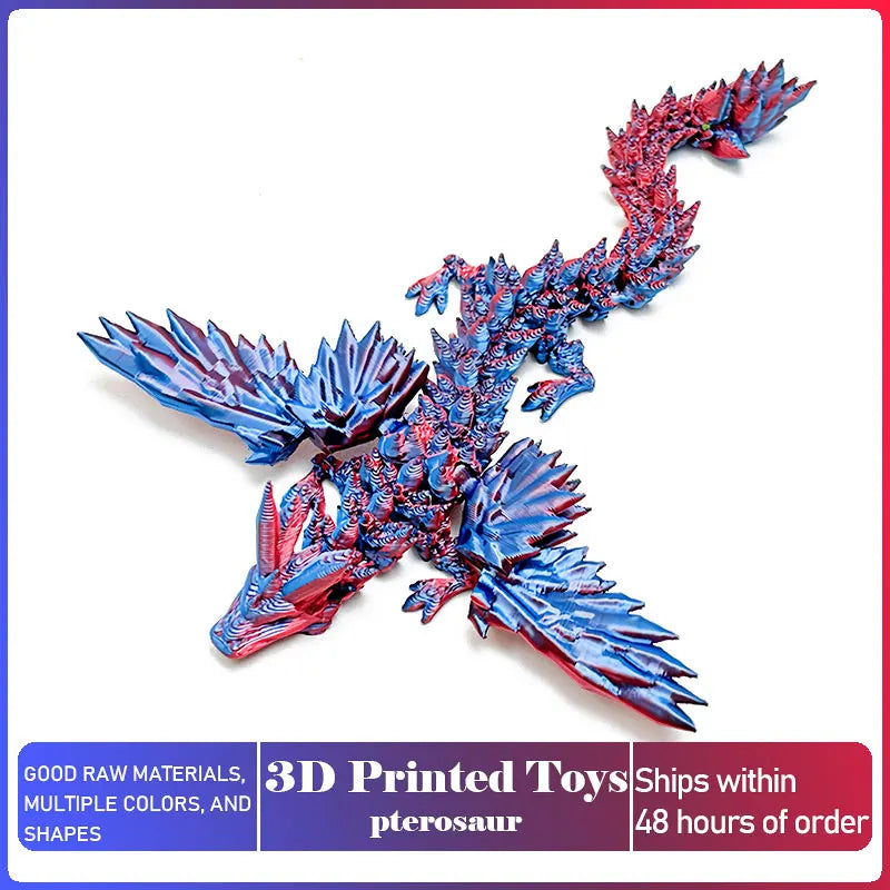 3D Printed Dragon with Movable Wings - Office Desk Accessory, Creative Home Decor, Perfect Christmas Present Holiday Gift