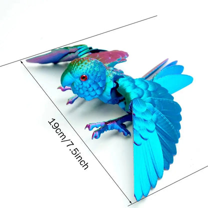 3D Printed Parrot Model Flexible Animal Statue Bird with Wings Moveable Joints Home Decoration Autism ADHD Fun Toys Holiday Gift