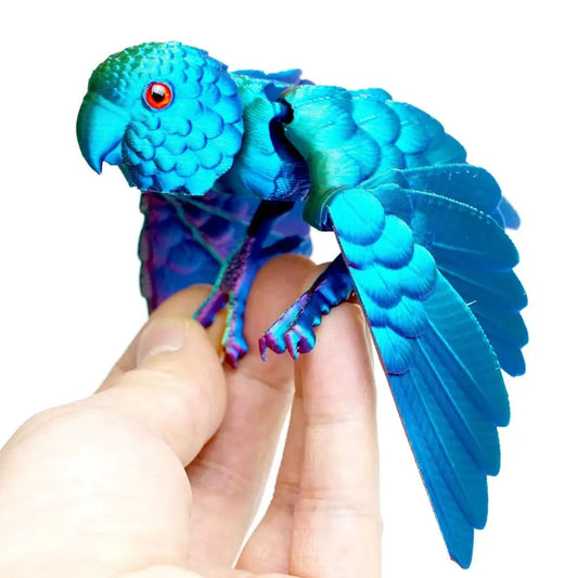 3D Printed Parrot Model Flexible Animal Statue Bird with Wings Moveable Joints Home Decoration Autism ADHD Fun Toys Holiday Gift