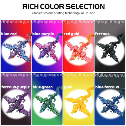 3D Printed Dragon with Movable Wings - Office Desk Accessory, Creative Home Decor, Perfect Christmas Present Holiday Gift