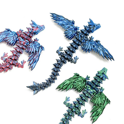 3D Printed Dragon with Movable Wings - Office Desk Accessory, Creative Home Decor, Perfect Christmas Present Holiday Gift
