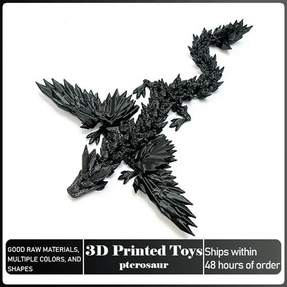3D Printed Dragon with Movable Wings - Office Desk Accessory, Creative Home Decor, Perfect Christmas Present Holiday Gift