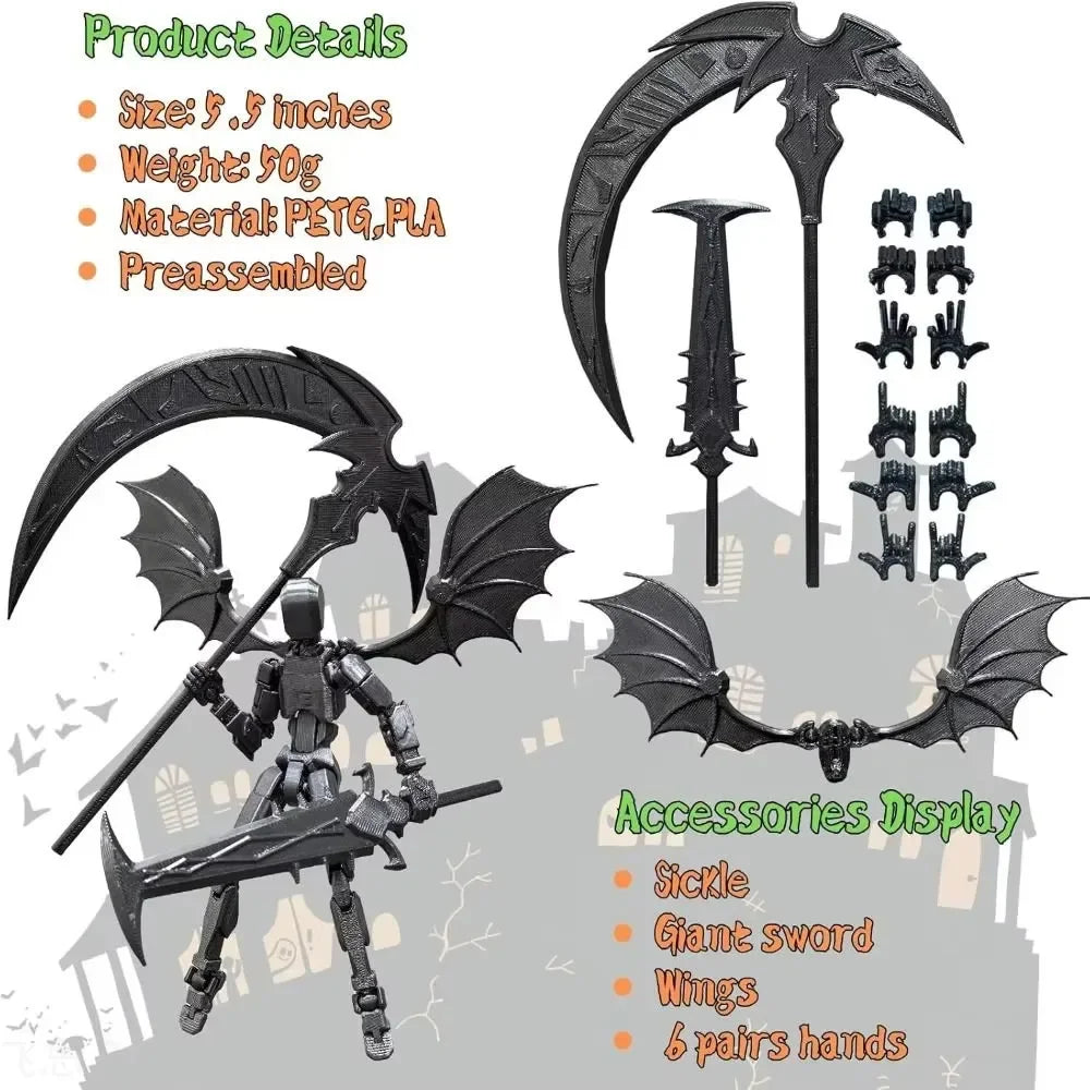 3D Printed Robot Model Reaper Robot Desktop Decoration 13 Action Model Multi-Jointed Movable Robot Dummy Action Model