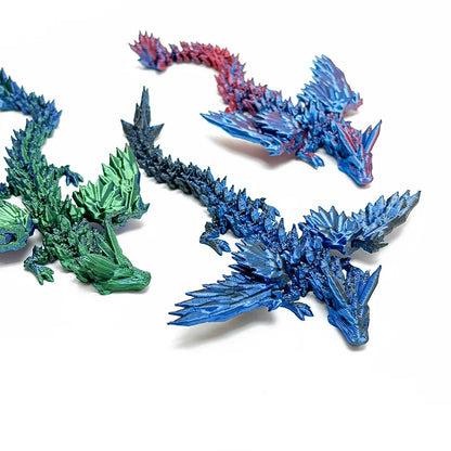 3D Printed Dragon with Movable Wings - Office Desk Accessory, Creative Home Decor, Perfect Christmas Present Holiday Gift