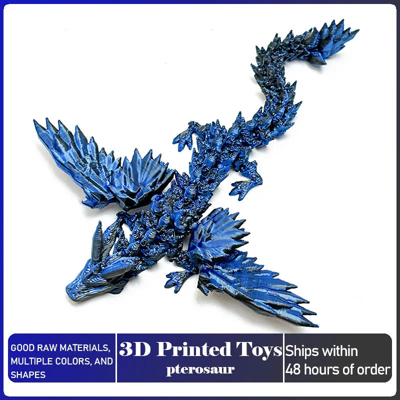 3D Printed Dragon with Movable Wings - Office Desk Accessory, Creative Home Decor, Perfect Christmas Present Holiday Gift