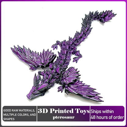 3D Printed Dragon with Movable Wings - Office Desk Accessory, Creative Home Decor, Perfect Christmas Present Holiday Gift